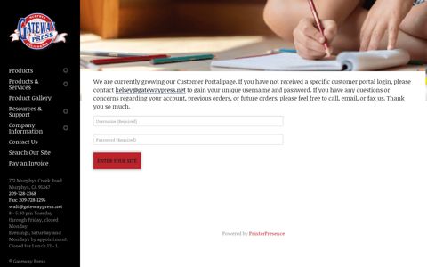 Customer Portal : Customer Login - Gateway Press