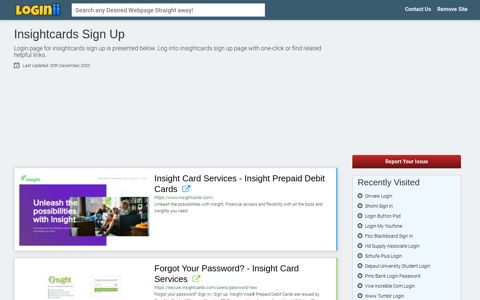 Insightcards Sign Up - Straight Path to Any Login Page!