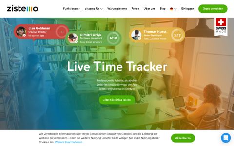 Live Time Tracker – Zeiterfassung im Team in Echtzeit - Zistemo