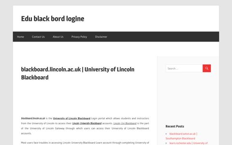 blackboard.lincoln.ac.uk- University of Lincoln Blackboard