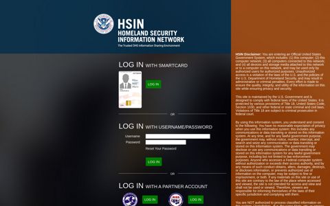 Homeland Security Information Network: Login