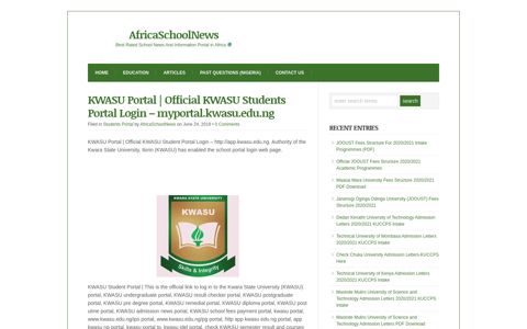 Official KWASU Students Portal Login - myportal.kwasu.edu.ng
