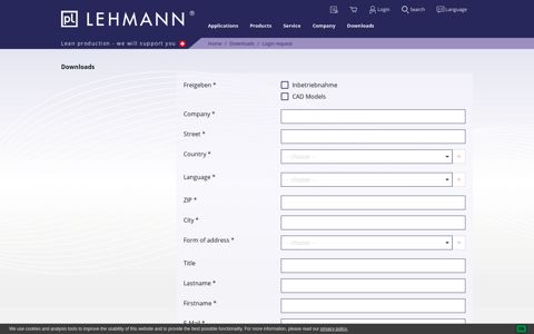 Complete login request - Peter Lehmann AG