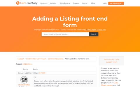 Adding a Listing front end form - GeoDirectory Support