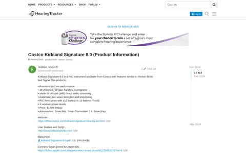 Costco Kirkland Signature 8.0 (Product Information) - Hearing ...