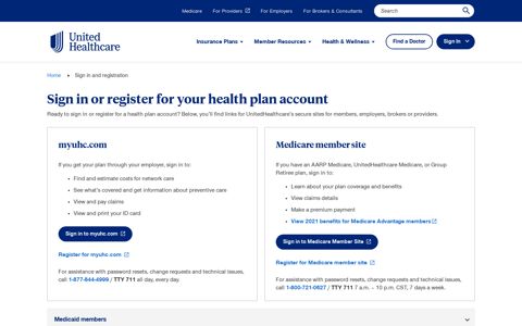 Sign in and registration | UnitedHealthcare