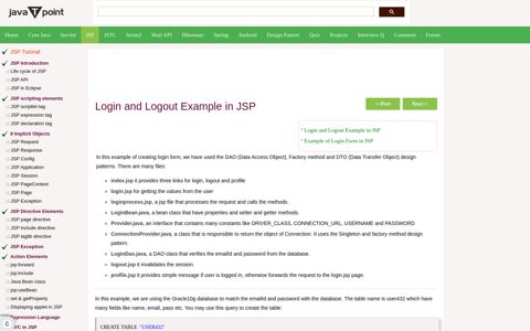 Login Form in JSP - javatpoint