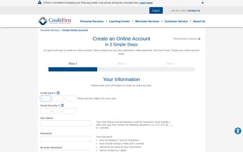 Create Online Account | CFNA