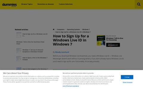 How to Sign Up for a Windows Live ID in Windows 7 - dummies