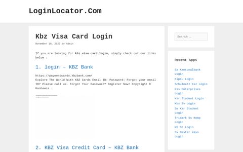 Kbz Visa Card Login - LoginLocator.Com
