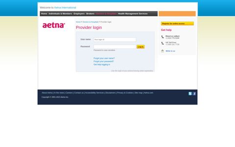 Provider Login - Member log in - Aetna international