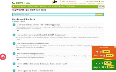 Questions on Client Login - HIOX INDIA