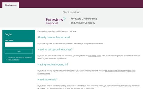 Client Access - Foresters Financial