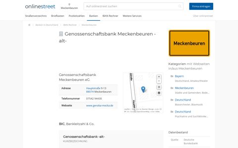 Genossenschaftsbank Meckenbeuren -alt-: BIC für ...