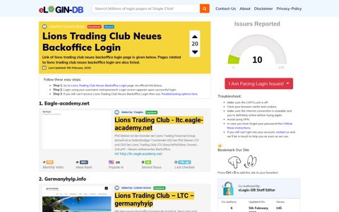 Lions Trading Club Neues Backoffice Login