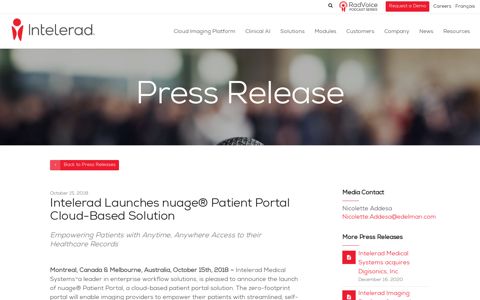 Intelerad Launches nuage® Patient Portal Cloud-Based ...