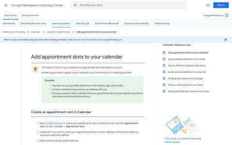 Add appointment slots to your calendar - Google Workspace ...