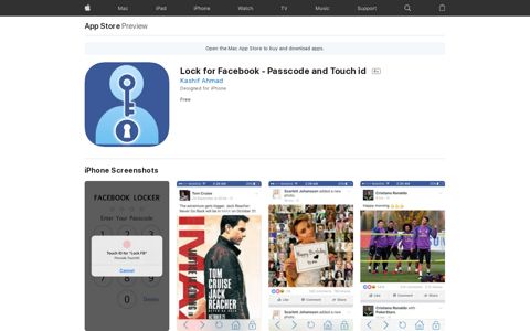 ‎Lock for Facebook - Passcode and Touch id on the App Store
