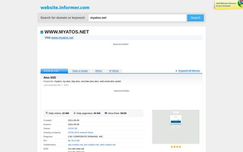 myatos.net at Website Informer. Atos SSO. Visit My Atos.