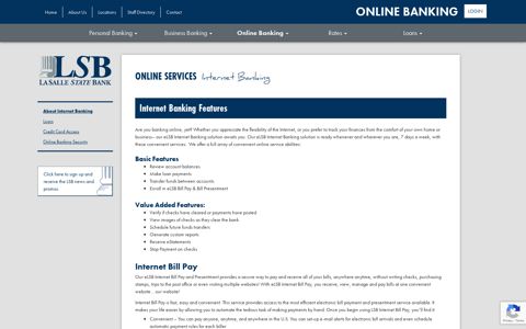 About Internet Banking La Salle State Bank