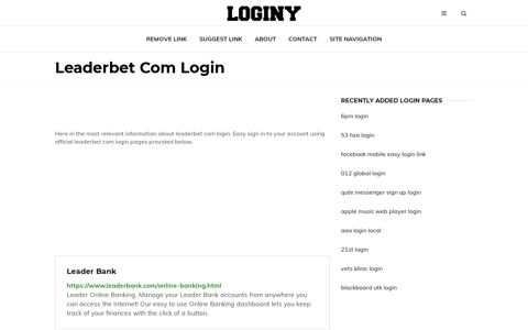 Leaderbet Com Login ✔️ One Click Login - loginy.co.uk