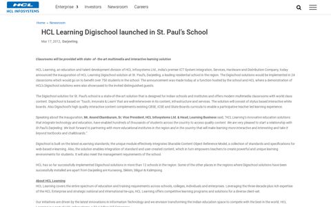 HCL Learning Digischool launched in St. Paul's School - HCL ...