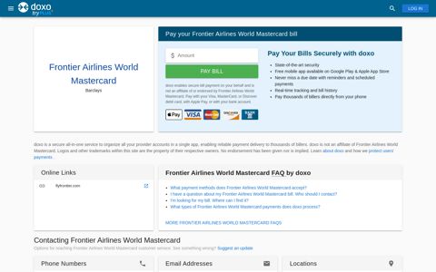 Frontier Airlines World Mastercard | Pay Your Bill Online ...