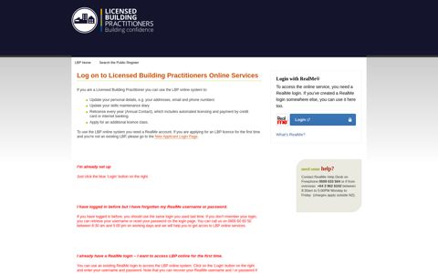 LBP: Log on to Licensed Building Practitioners Online Services