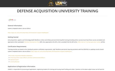 Defense Acquisition University Training - USAASC