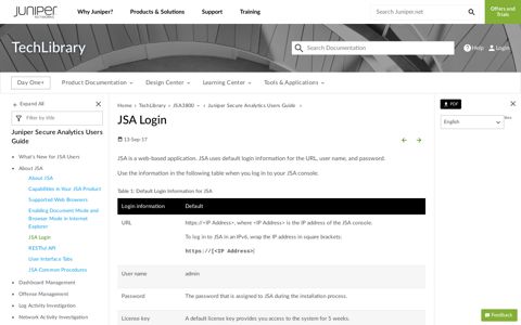 JSA Login - TechLibrary - Juniper Networks