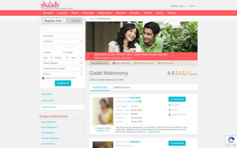Gabit Matrimony & Matrimonial Site - Shaadi.com