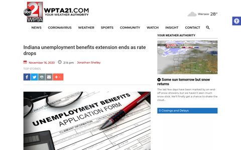 Indiana unemployment benefits extension ends as rate drops