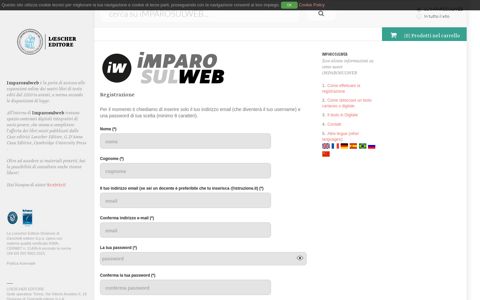Pagina di registrazione ad iMPAROSULWEB - Loescher Editore