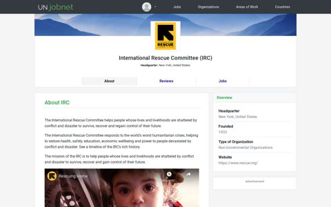 Careers at IRC - International Rescue Committee | UNjobnet