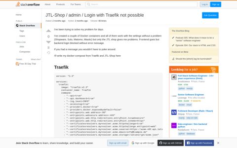 JTL-Shop / admin / Login with Traefik not possible - Stack ...