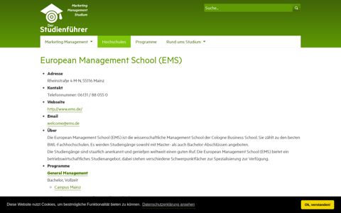 Hochschule: European Management School (EMS)