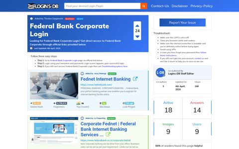 Federal Bank Corporate Login - Logins-DB