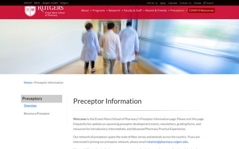 Preceptor Information - Ernest Mario School of Pharmacy