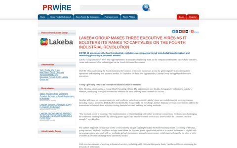 Press Release: LAKEBA GROUP MAKES THREE ... - PRWire