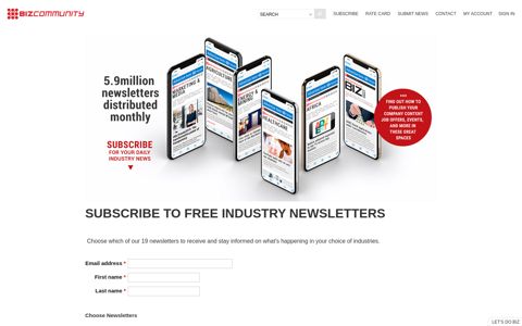 SUBSCRIBE TO FREE INDUSTRY NEWSLETTERS