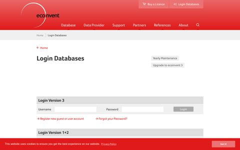 Login Databases – ecoinvent