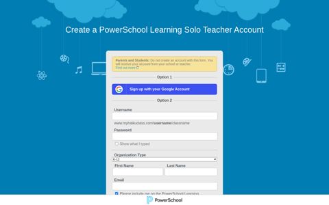 Create a PowerSchool Learning Solo Teacher Account
