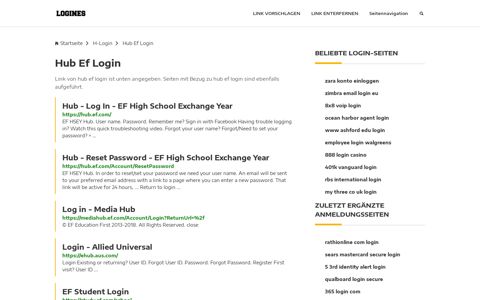 Hub Ef Login | Allgemeine Informationen zur Anmeldung - Logines.de