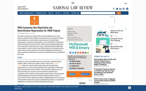 HRSA Issues Changes for 340B Program - National Law Review