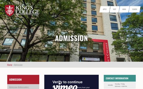 Admission | King's College