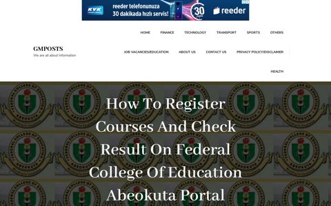 How To Register Courses And Check Result On Federal ...