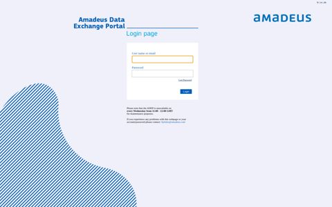 Amadeus Data Exchange Portal - Login