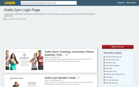 Golds Gym Login Page