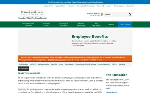 UVM Health Network - CVPH - Employee Benefits