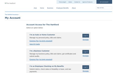 Account Access | Log In or Register | The Hartford
